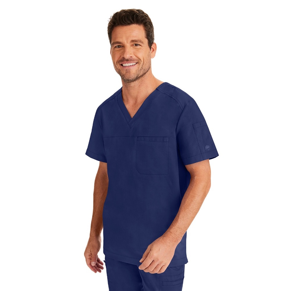 Healing Hands Men's Justin Scrub Top Navy Blue V-Neck S Purple Label 2330 NWT